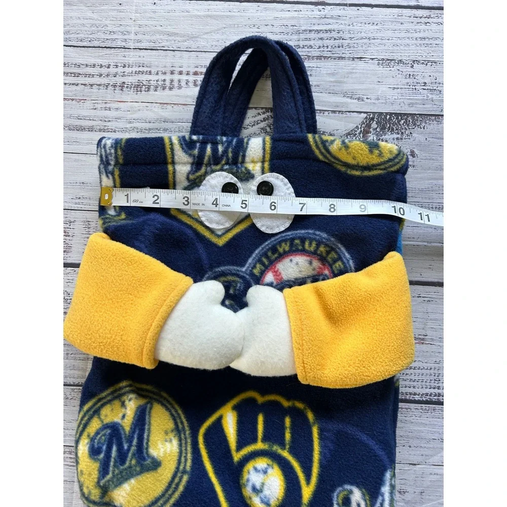 MLB Milwaukee Brewers Handmade Fleece Tote Bag Blue Yellow Plush Character
